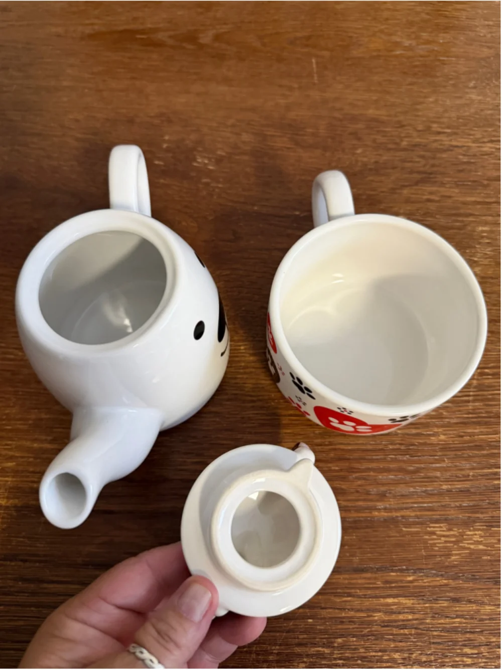 Temp-tations by Tara Dog Tea for One Teapot Mug Set Figural 15 Oz Paw Print Hear